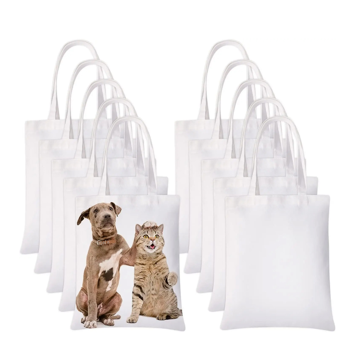 6pcs White Canvas Tote Bags, S - Tote Bag Sublimation incelemesi ve fiyatı