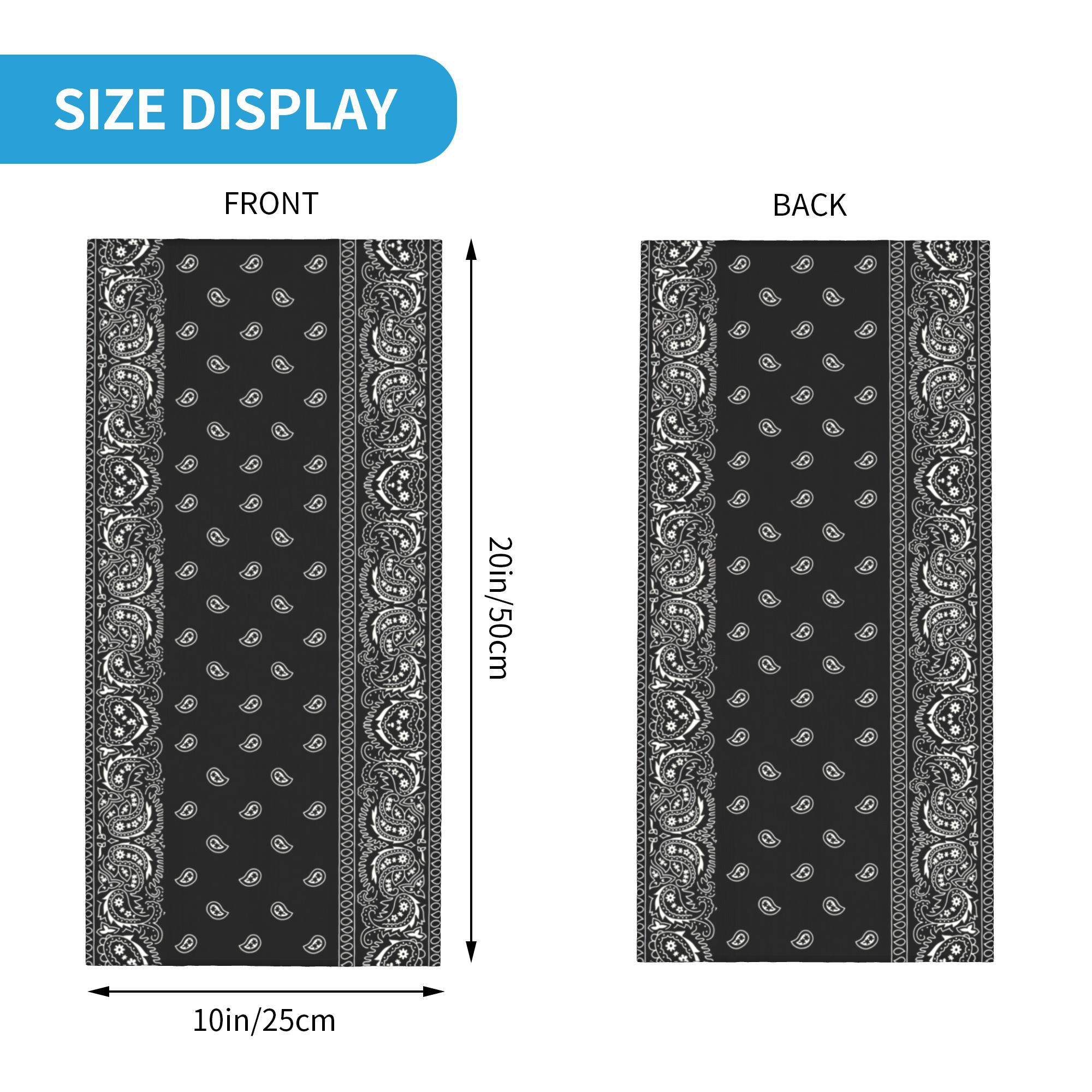 Custom Black And White Paisley - Bandana Blank White incelemesi ve fiyatı