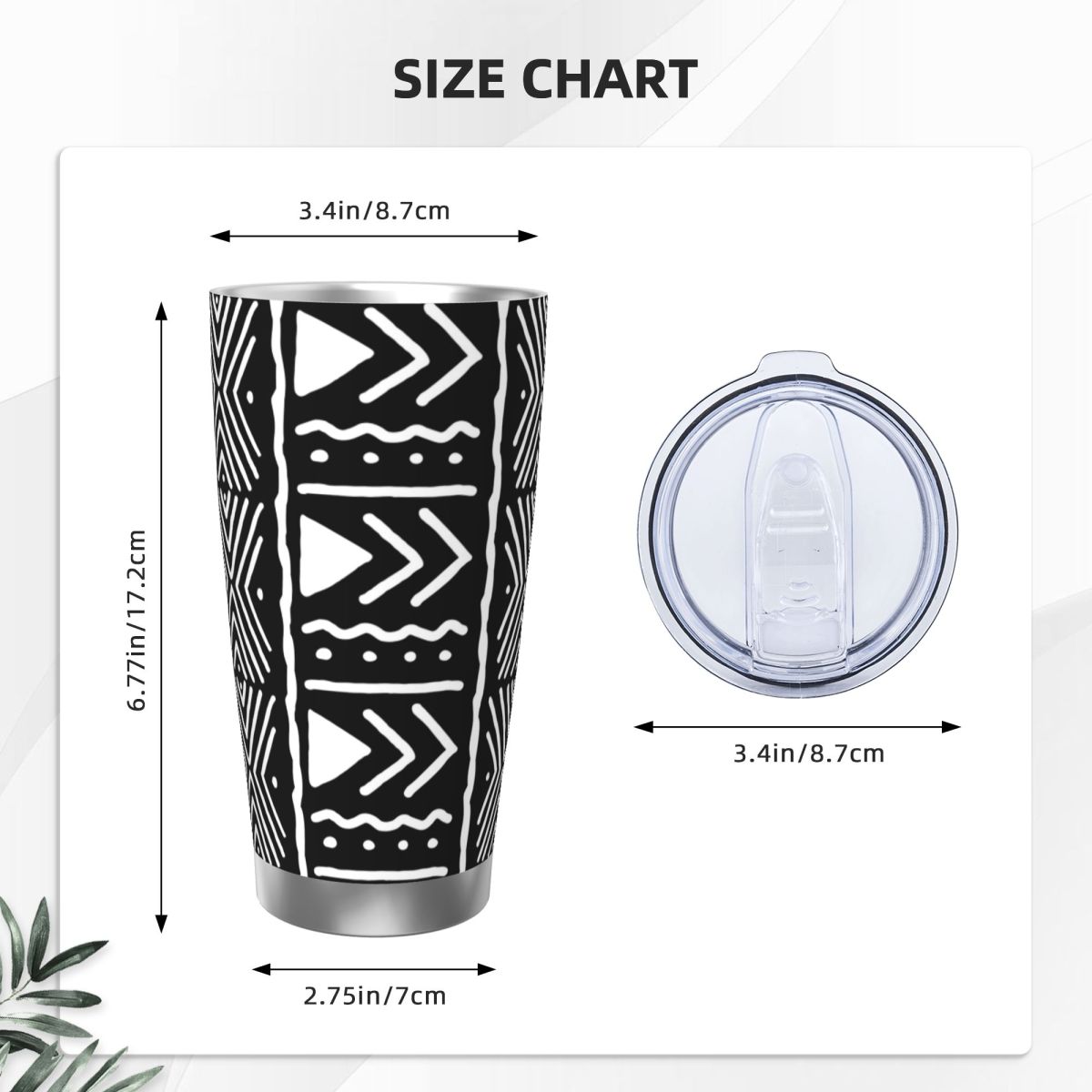 Black And White African Bogola - Tumbler 20Oz White incelemesi ve fiyatı
