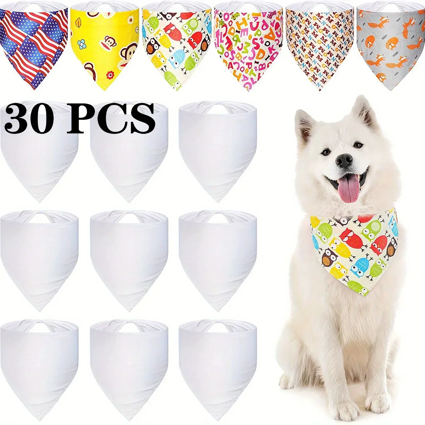 30pcs White Polyester Blank Do - Bandana Blank White incelemesi ve fiyatı