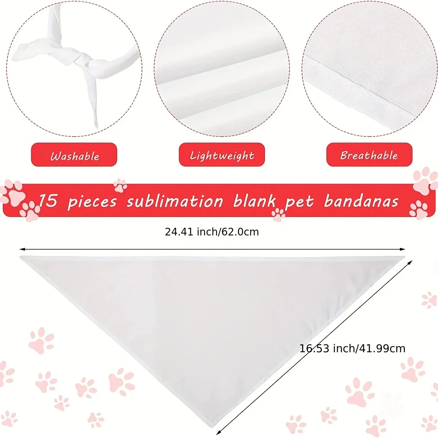 30pcs White Polyester Blank Do - Bandana Blank White incelemesi ve fiyatı