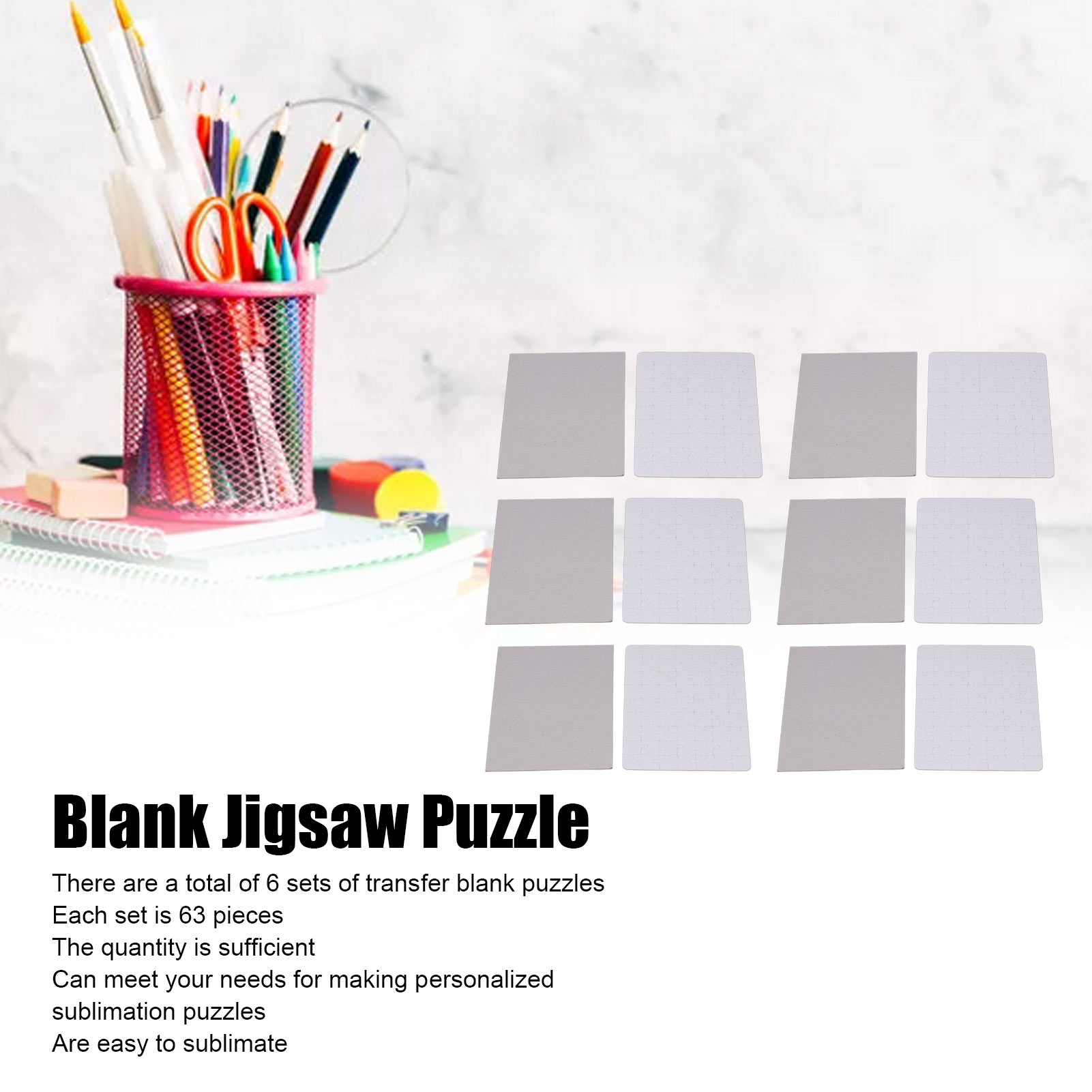 6 Set Blank Puzzles 13x18cm Wh - Puzzle Blank White incelemesi ve fiyatı
