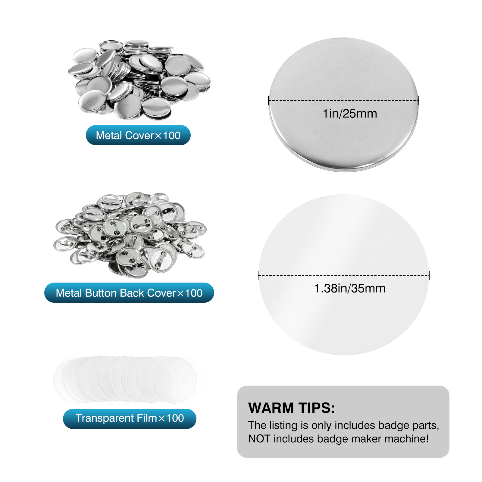 100Pcs Mini DIY Round Mirror M - Button Badge Blank incelemesi ve fiyatı