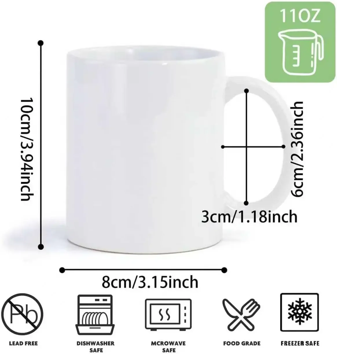 36pcs Sublimation Mugs, 11oz W - Sublimation Mug White incelemesi ve fiyatı