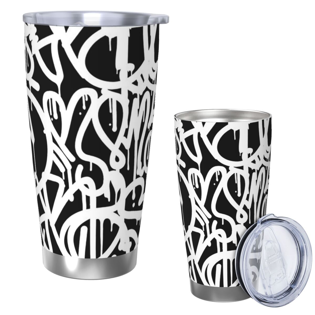 Black And White Graffiti Stain - Tumbler 20Oz White incelemesi ve fiyatı