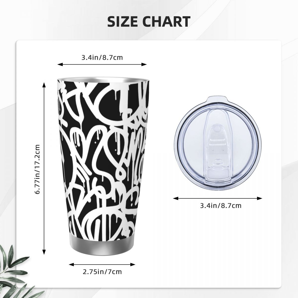 Black And White Graffiti Stain - Tumbler 20Oz White incelemesi ve fiyatı