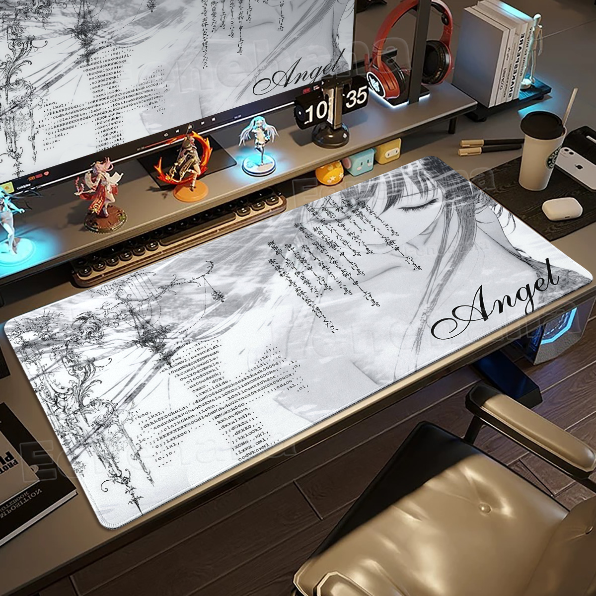 Black White Angel Mouse Pad La - Mouse Pad Blank Sublimation incelemesi ve fiyatı