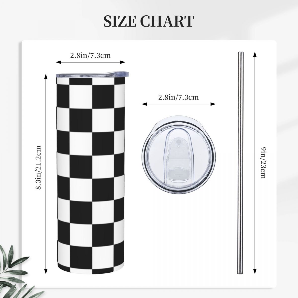 Black And White Checkerboard S - Tumbler 20Oz White incelemesi ve fiyatı