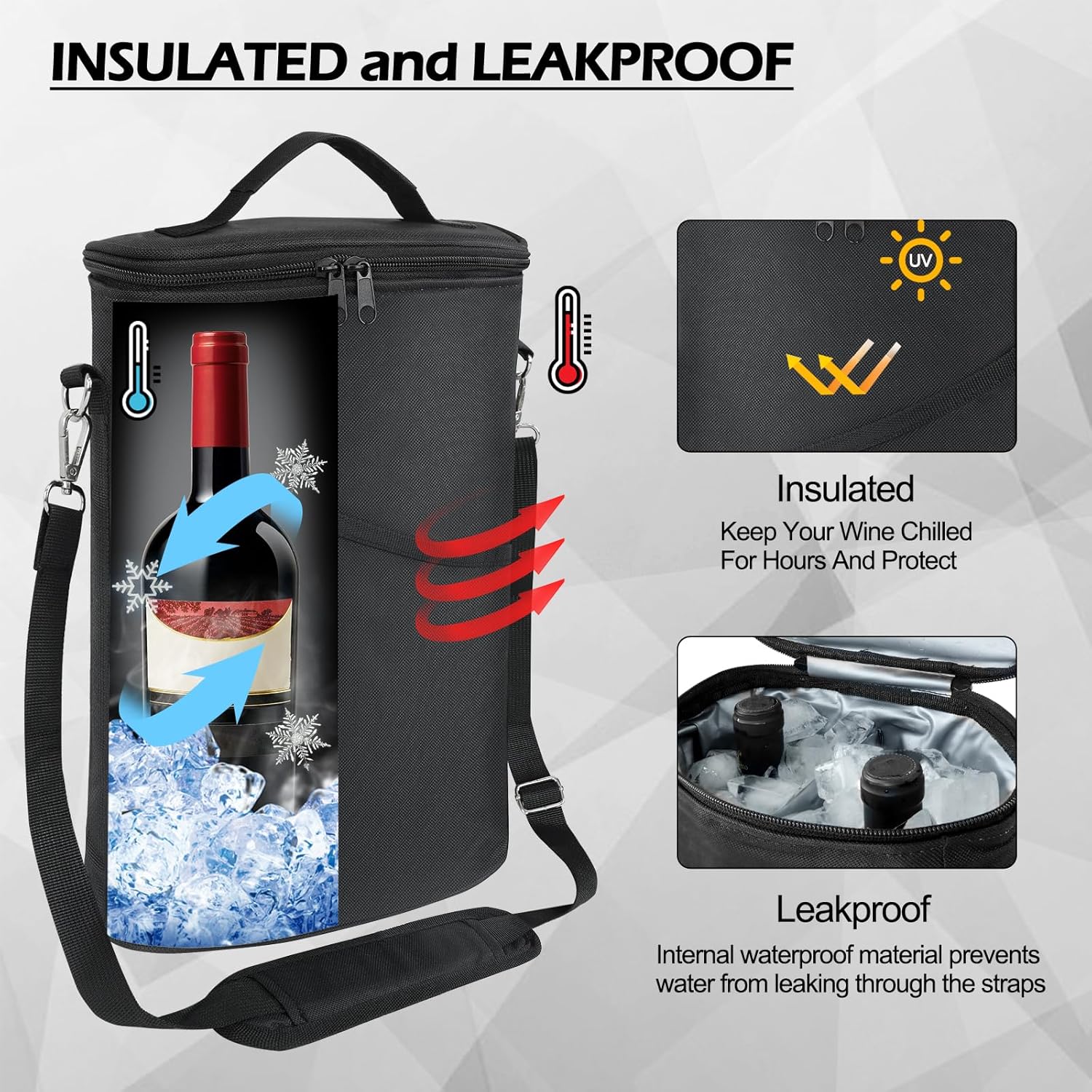 2 Bottle Wine Cooler Bag, Leak - Tote Bag Sublimation incelemesi ve fiyatı