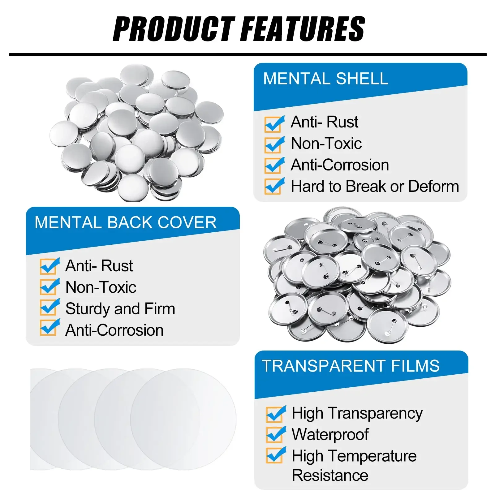 100PCS Blank Button Making Sup - Button Badge Blank incelemesi ve fiyatı