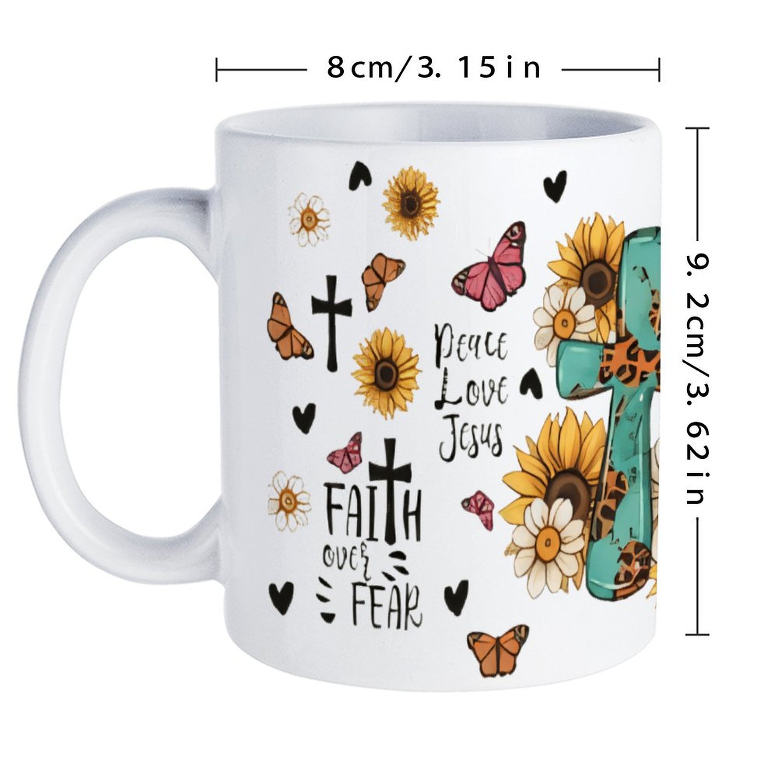 A Cross Surrounded By Sunflowe - Sublimation Mug White incelemesi ve fiyatı