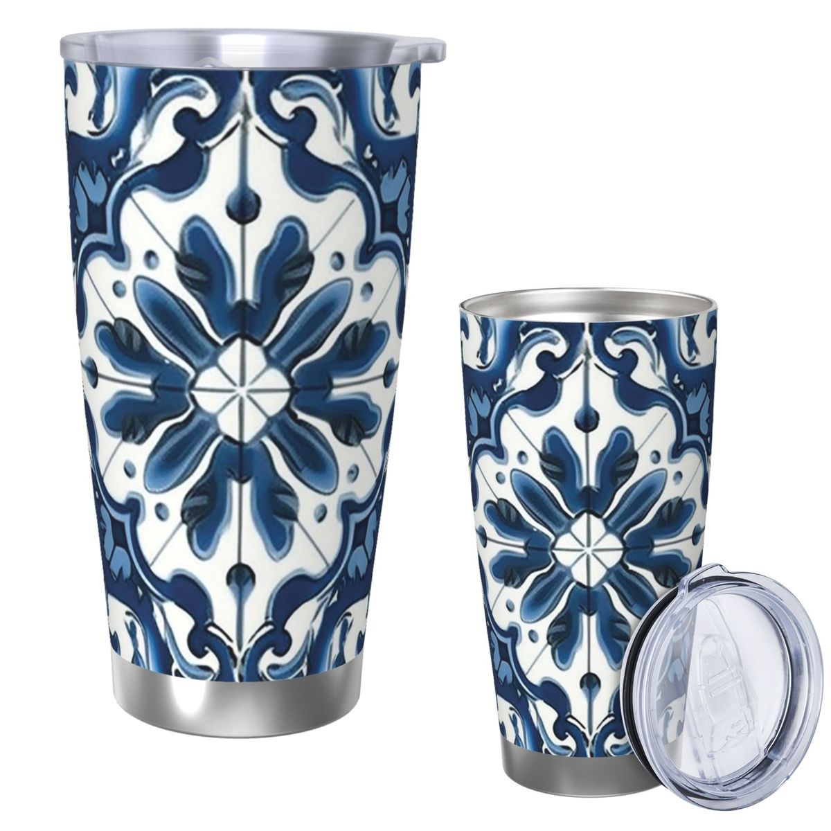 Blue And White Majolica Patter - Tumbler 20Oz White incelemesi ve fiyatı
