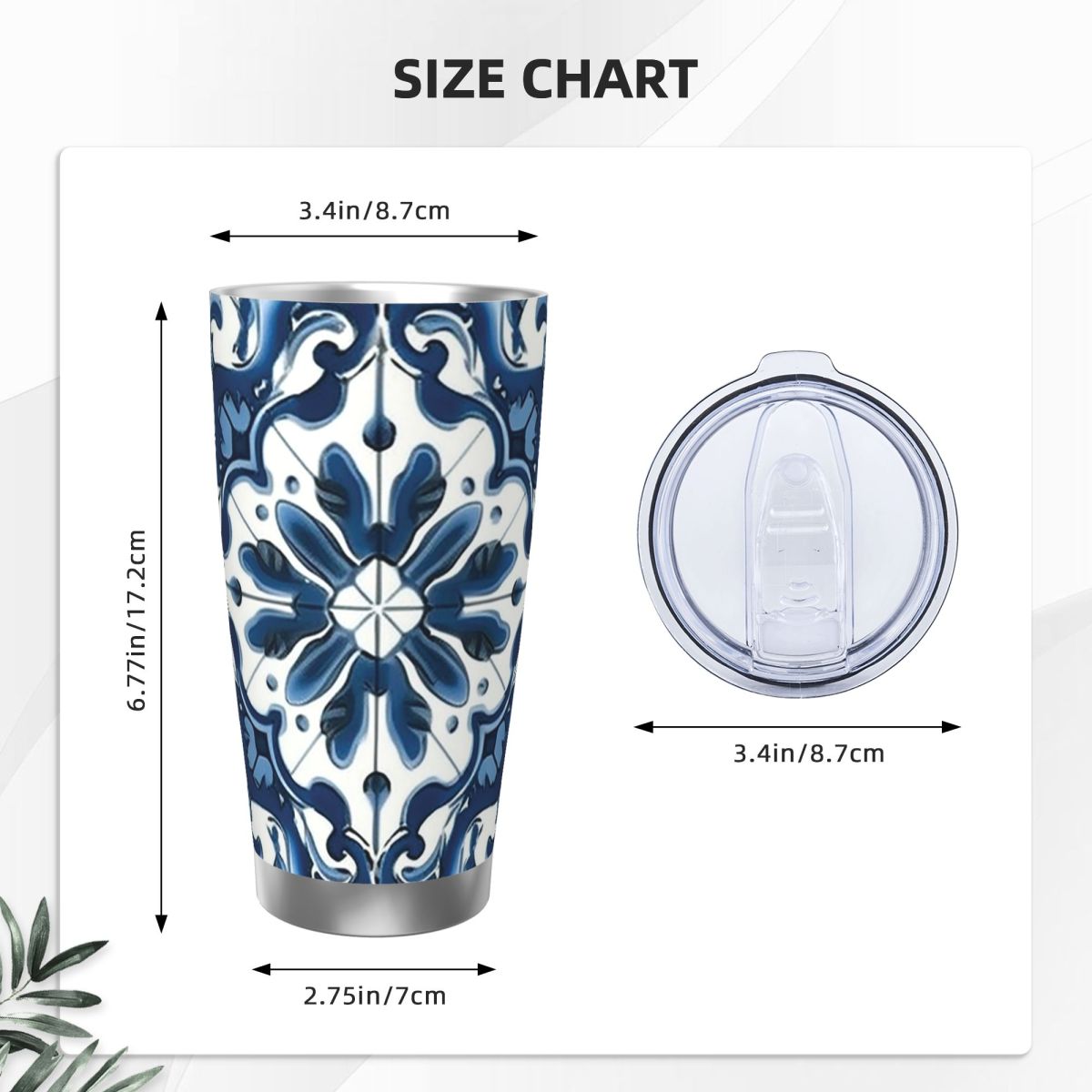 Blue And White Majolica Patter - Tumbler 20Oz White incelemesi ve fiyatı