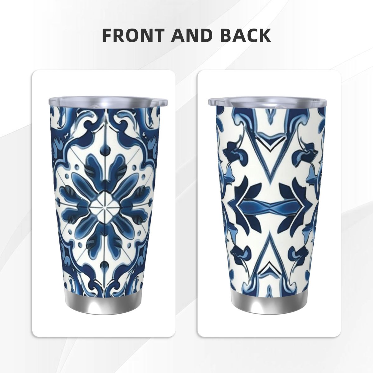Blue And White Majolica Patter - Tumbler 20Oz White incelemesi ve fiyatı