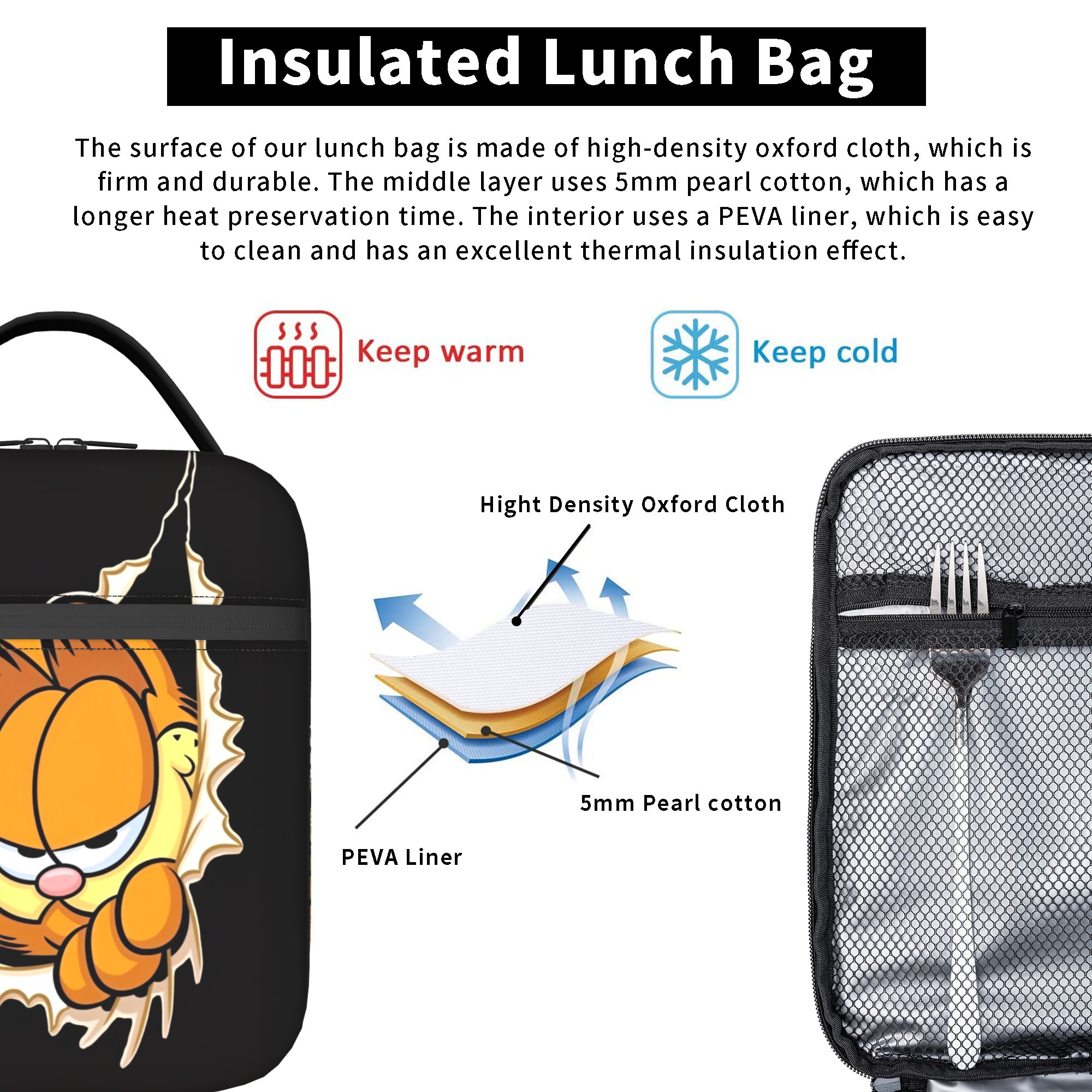 Garfielded Insulated Lunch Bag - Tote Bag Sublimation incelemesi ve fiyatı
