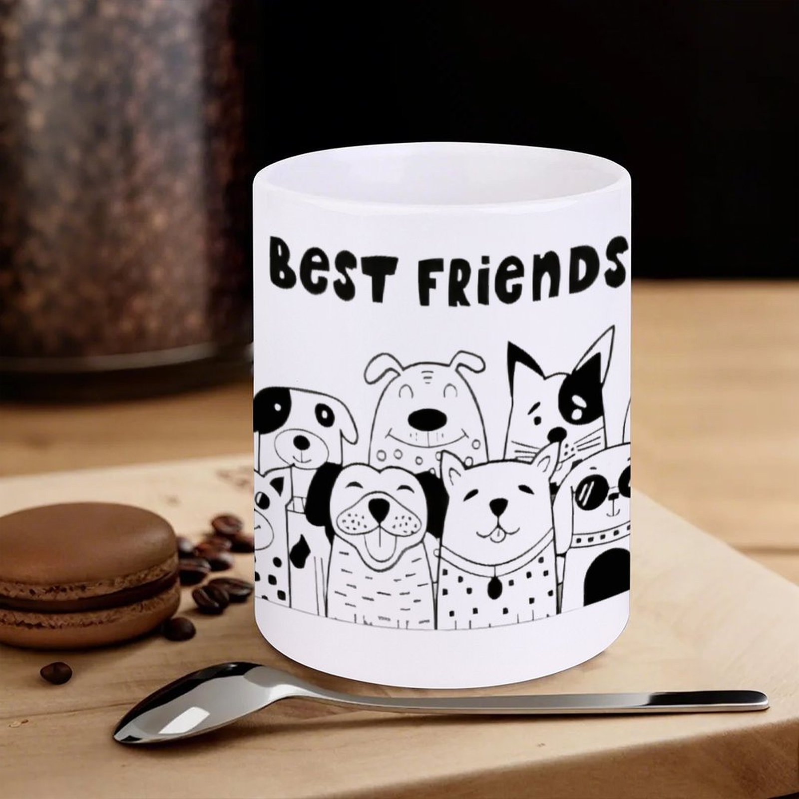 Illustration Of Dogs With The  - Sublimation Mug White incelemesi ve fiyatı