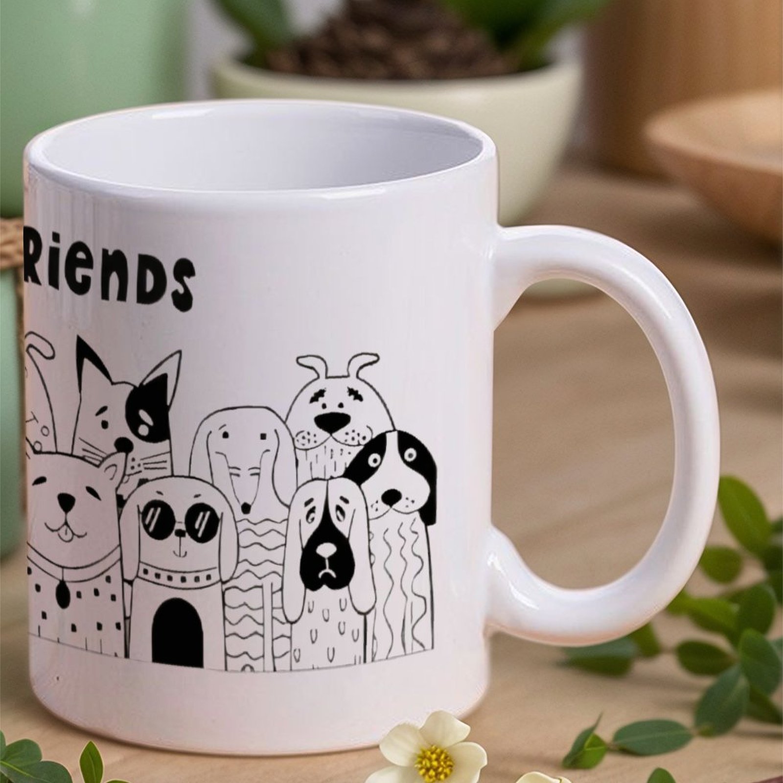 Illustration Of Dogs With The  - Sublimation Mug White incelemesi ve fiyatı