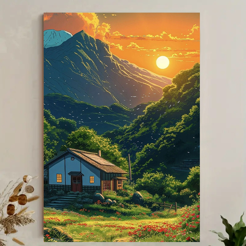 1pc Mountain Cabin Sunset Canv - Canvas Wrap Ready incelemesi ve fiyatı