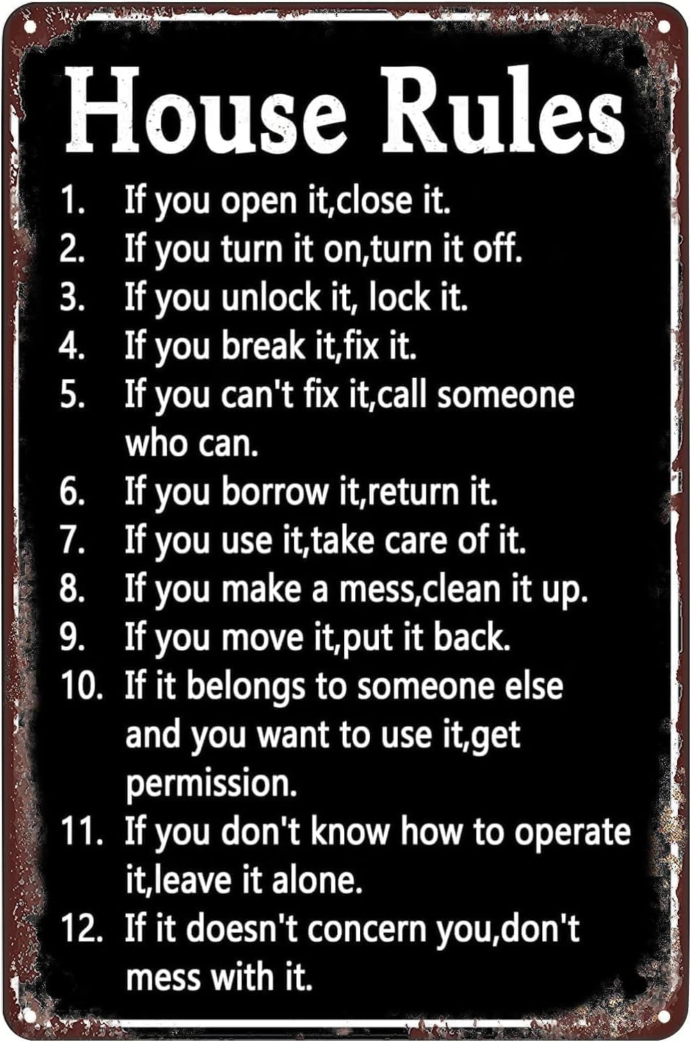 House Rules Vintage Metal Sign - Yard Sign Blank incelemesi ve fiyatı